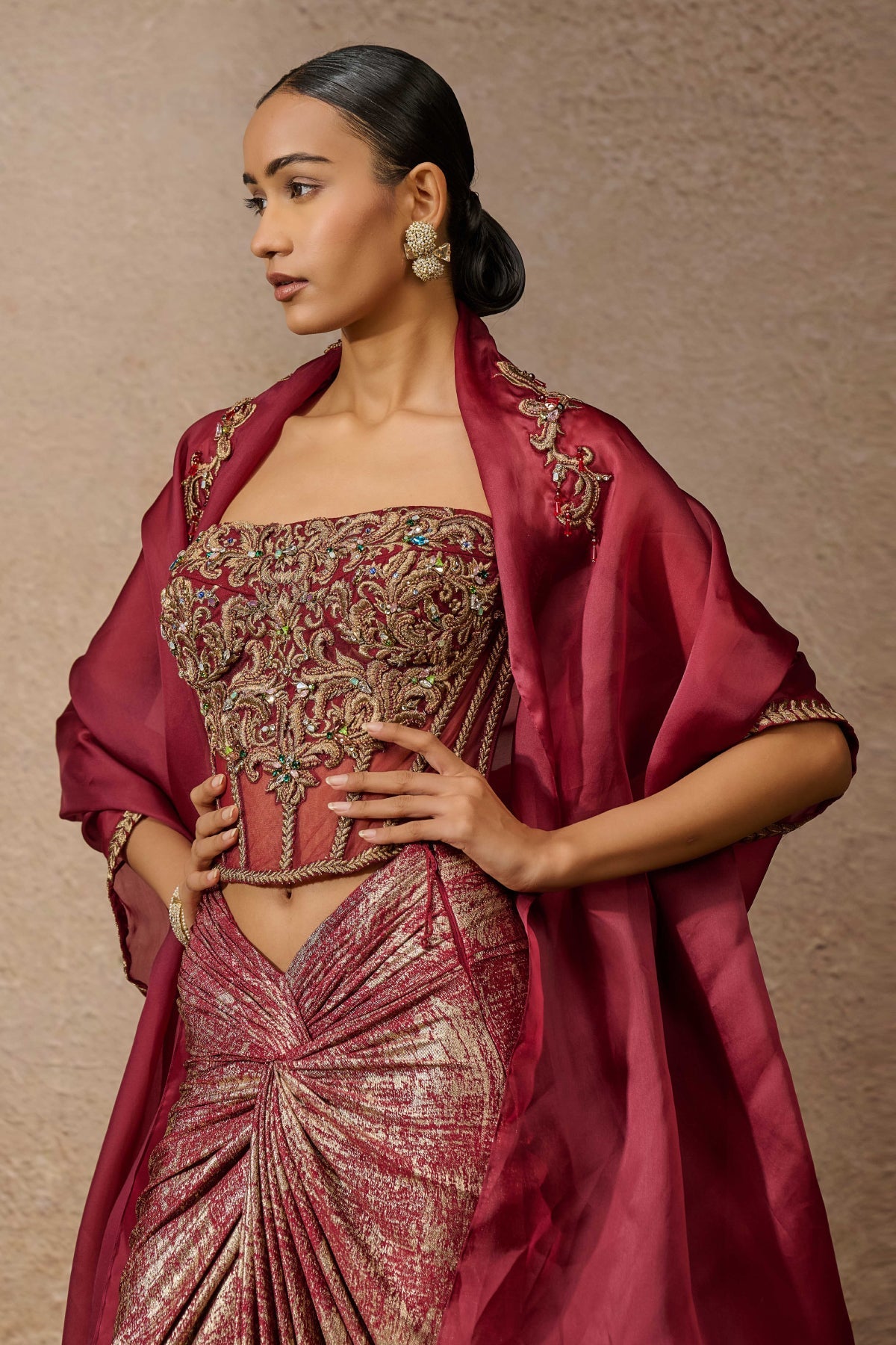 Corset, Drape And Cape Co Ord Set