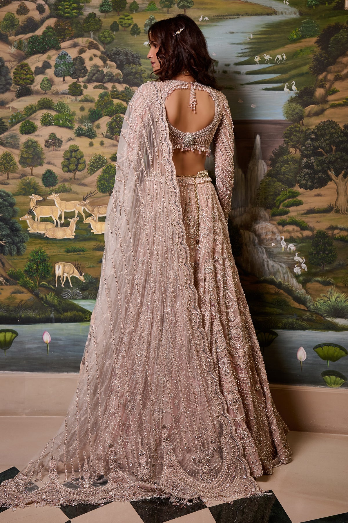 Dori embroidered kalidar lehenga