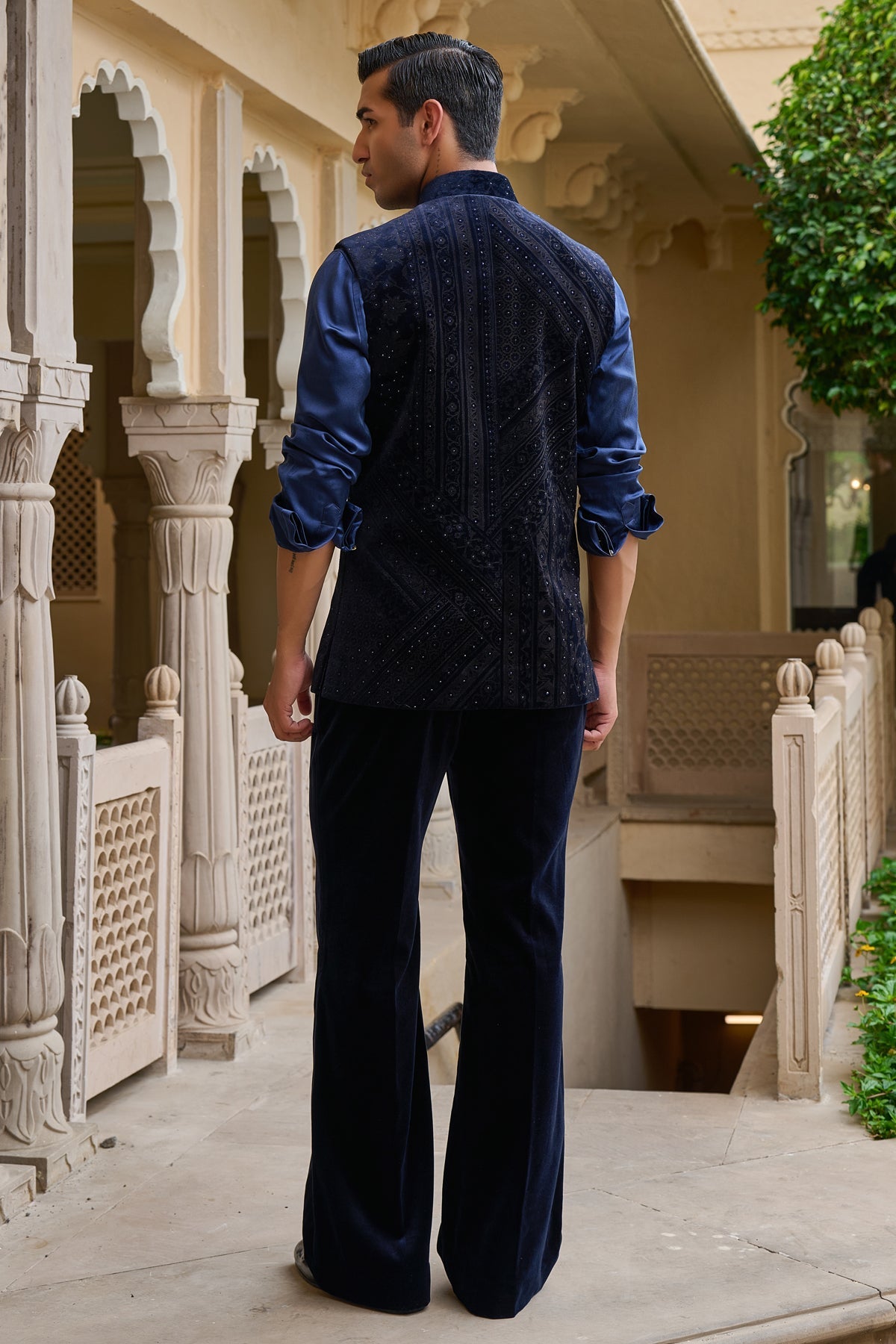 Etched Waistcoat Set with Velvet Trousers