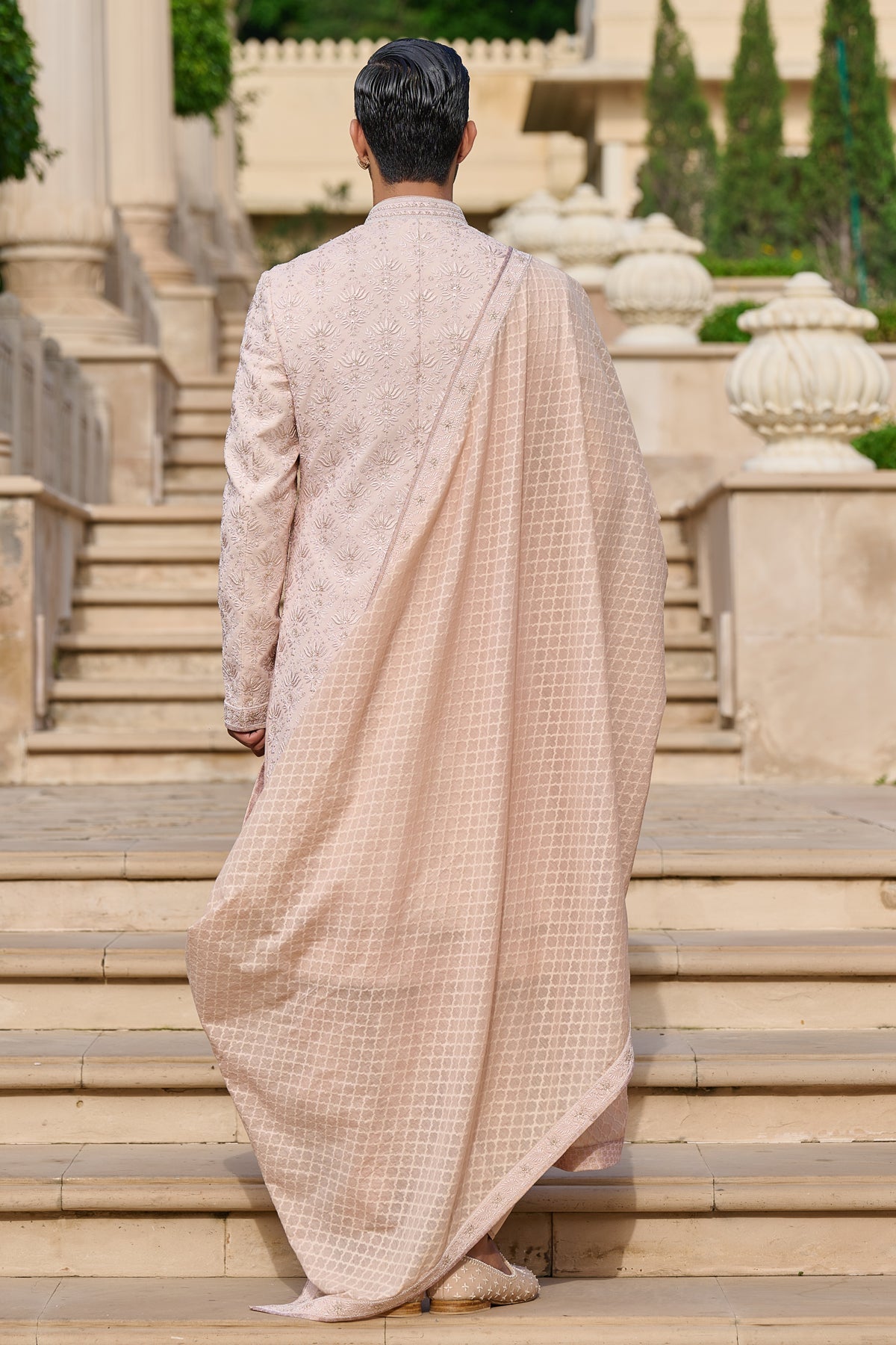 Chikankari Sherwani Set with Dhoti