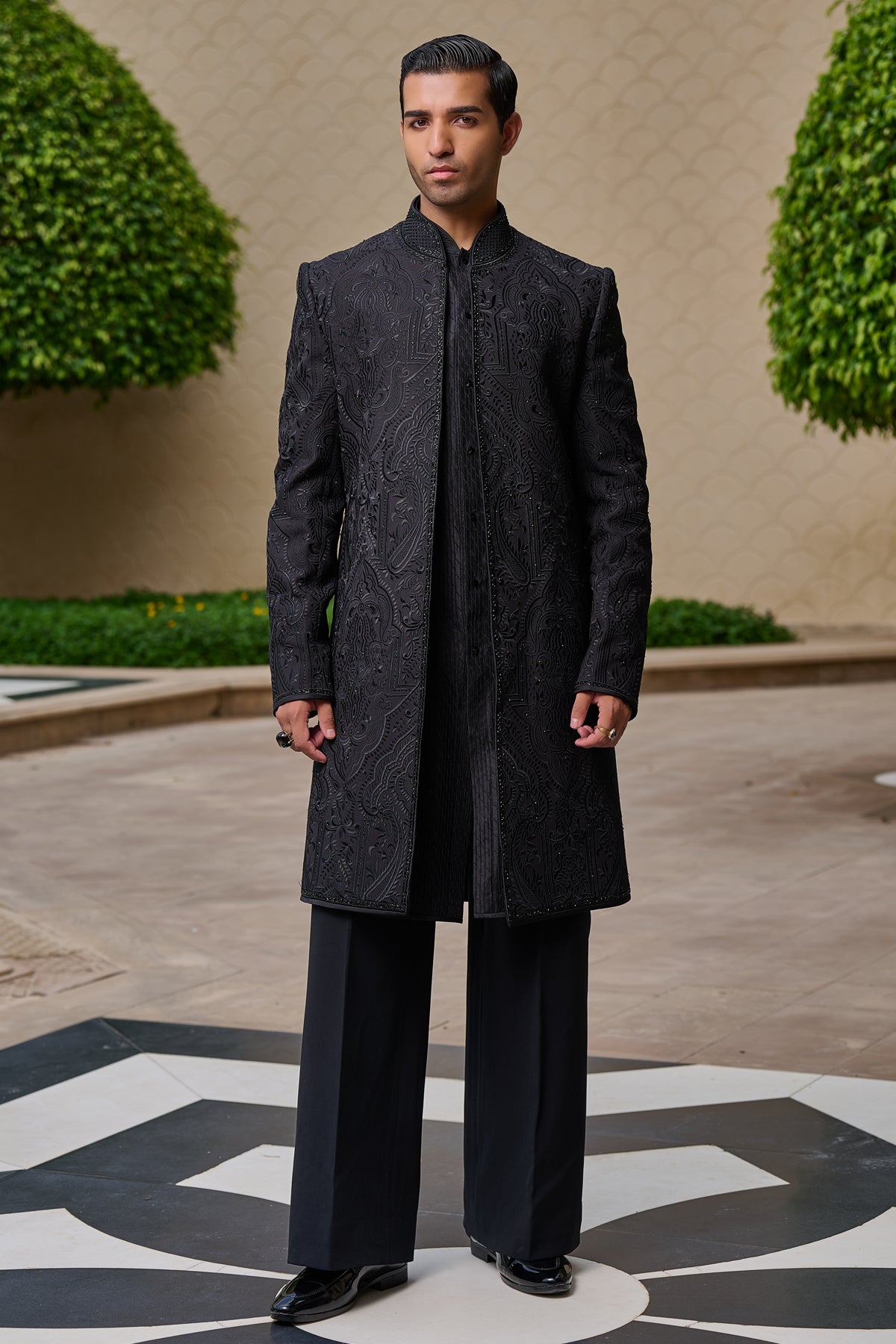 Tonal Embroidered Sherwani Set