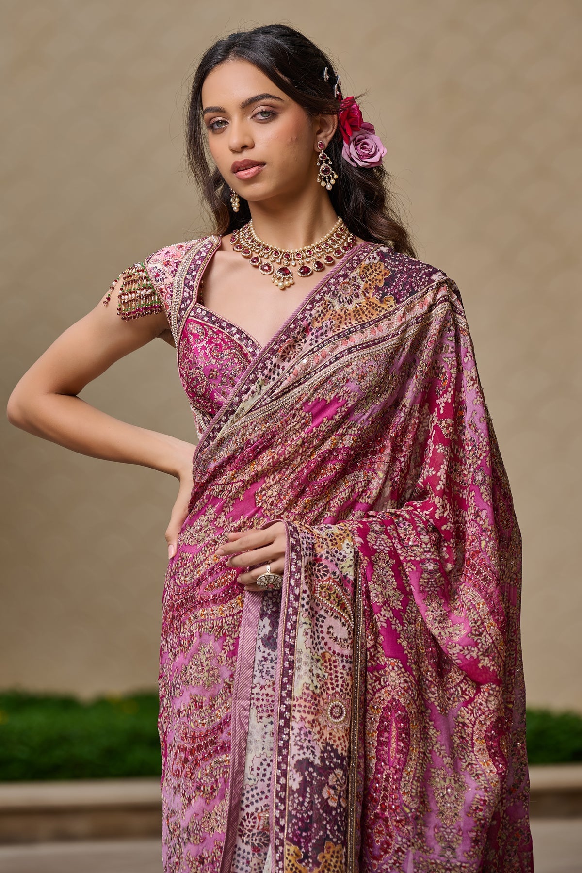 Quintessence Kashida Embroidered Saree