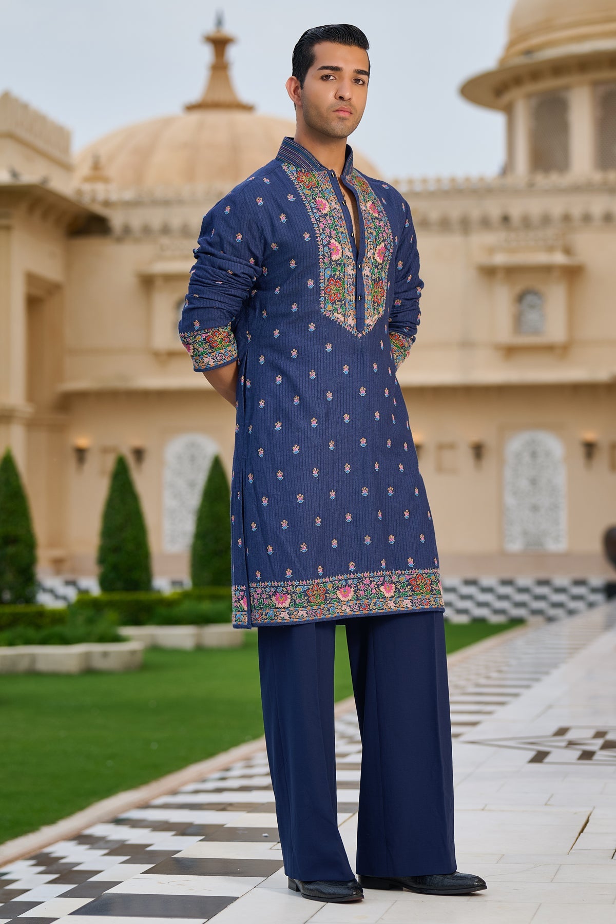 Multicolour Hand-Embroidered Kurta Set