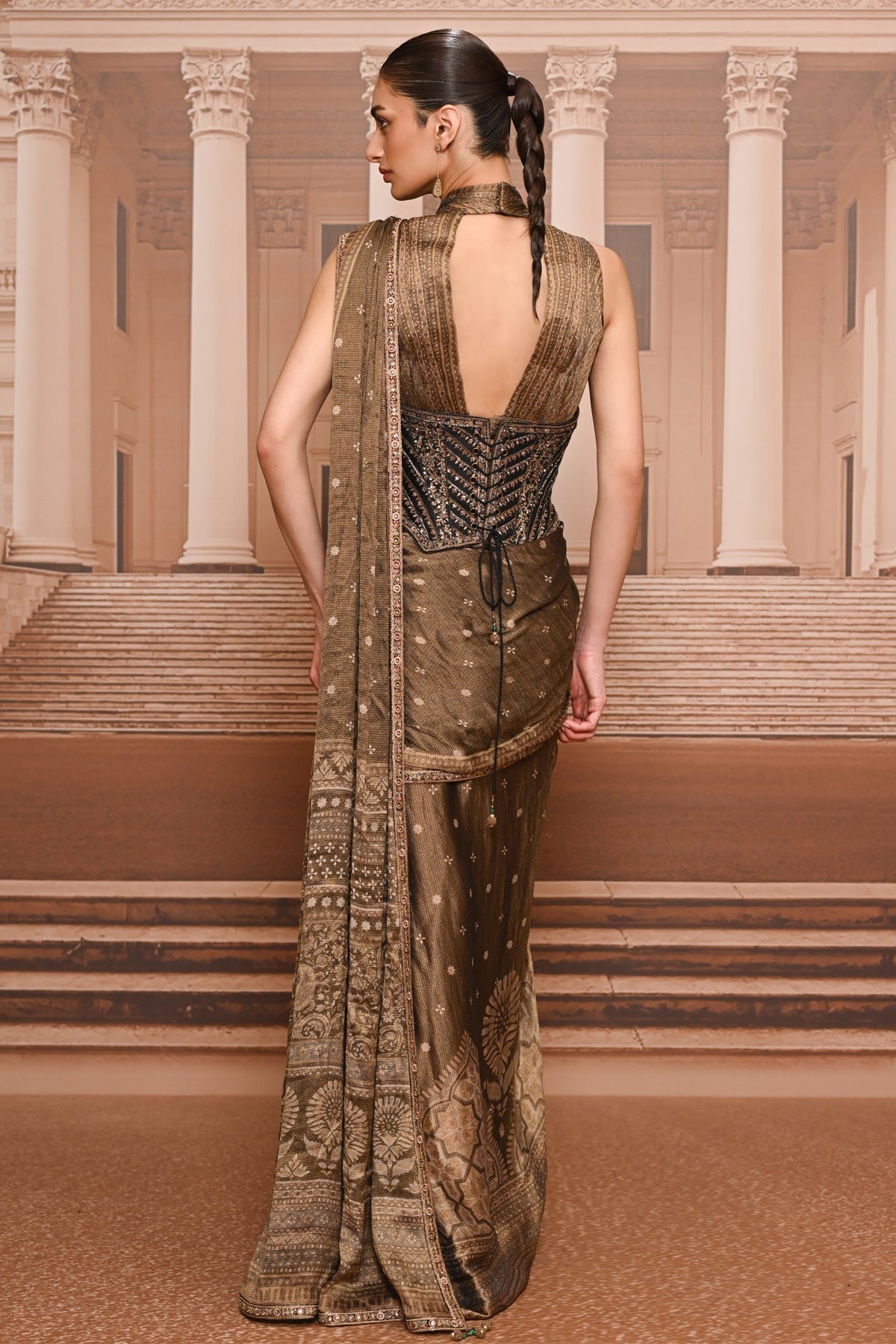 Ever Bloom Draped Concept Saree And Corset
