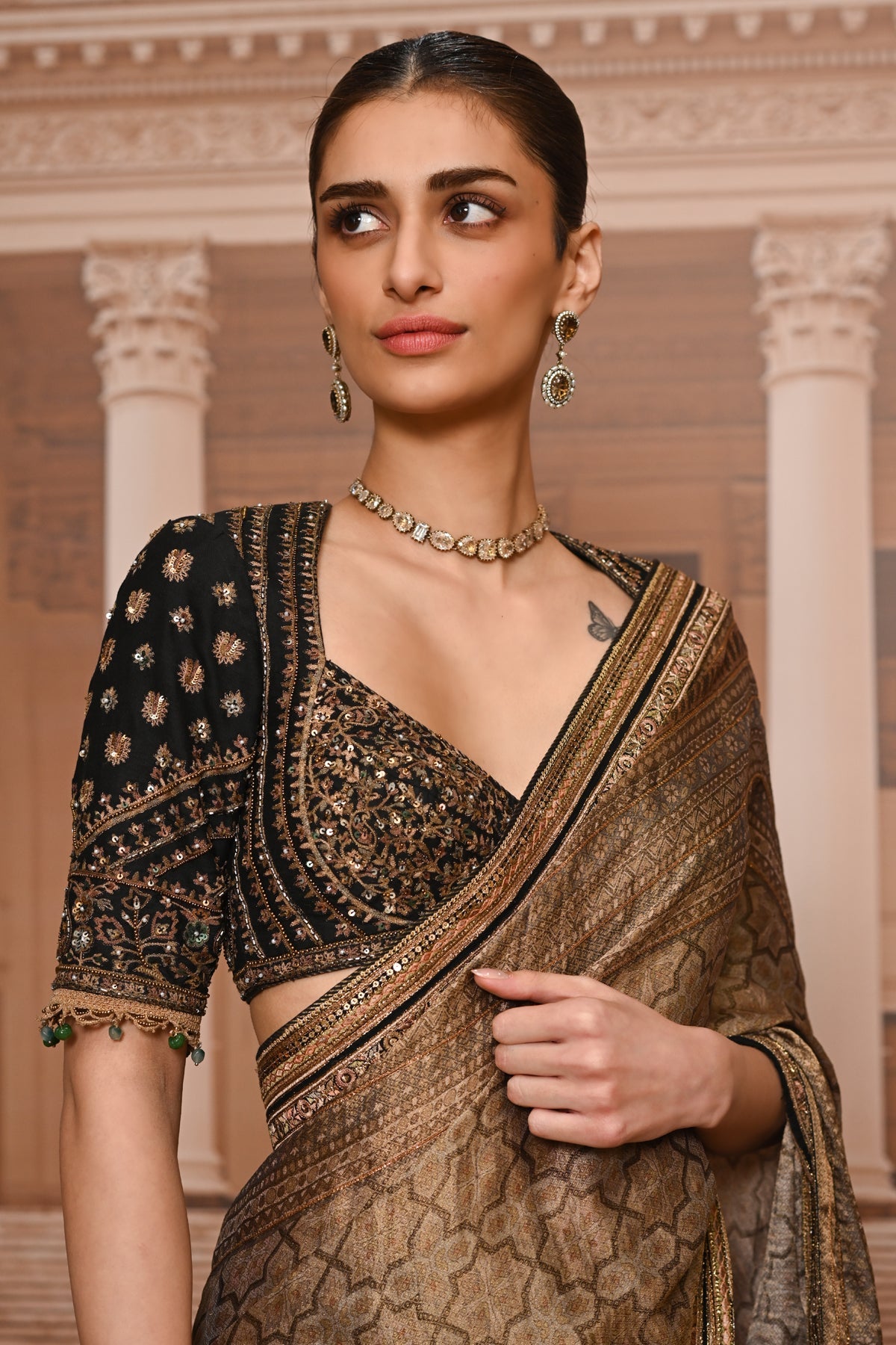 Ever Bloom Classic Saree With Embroidered Blouse