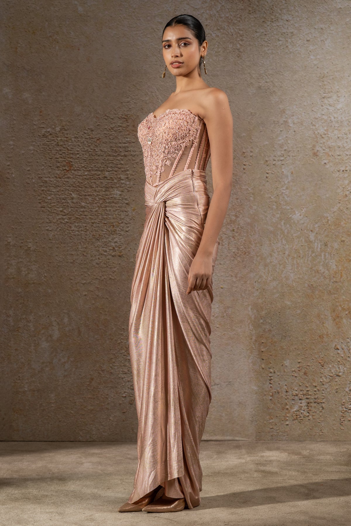 Golden Light Draped Skirt & Corset