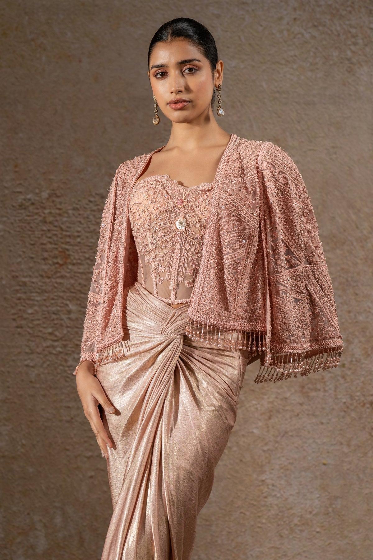 Golden Light Draped Skirt & Corset Cape