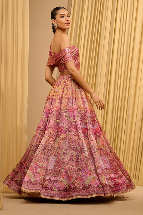 Foil Jersey Printed Lehenga With Draped Blouse