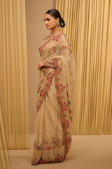 Classic Saree With Embroidered Cape Blouse