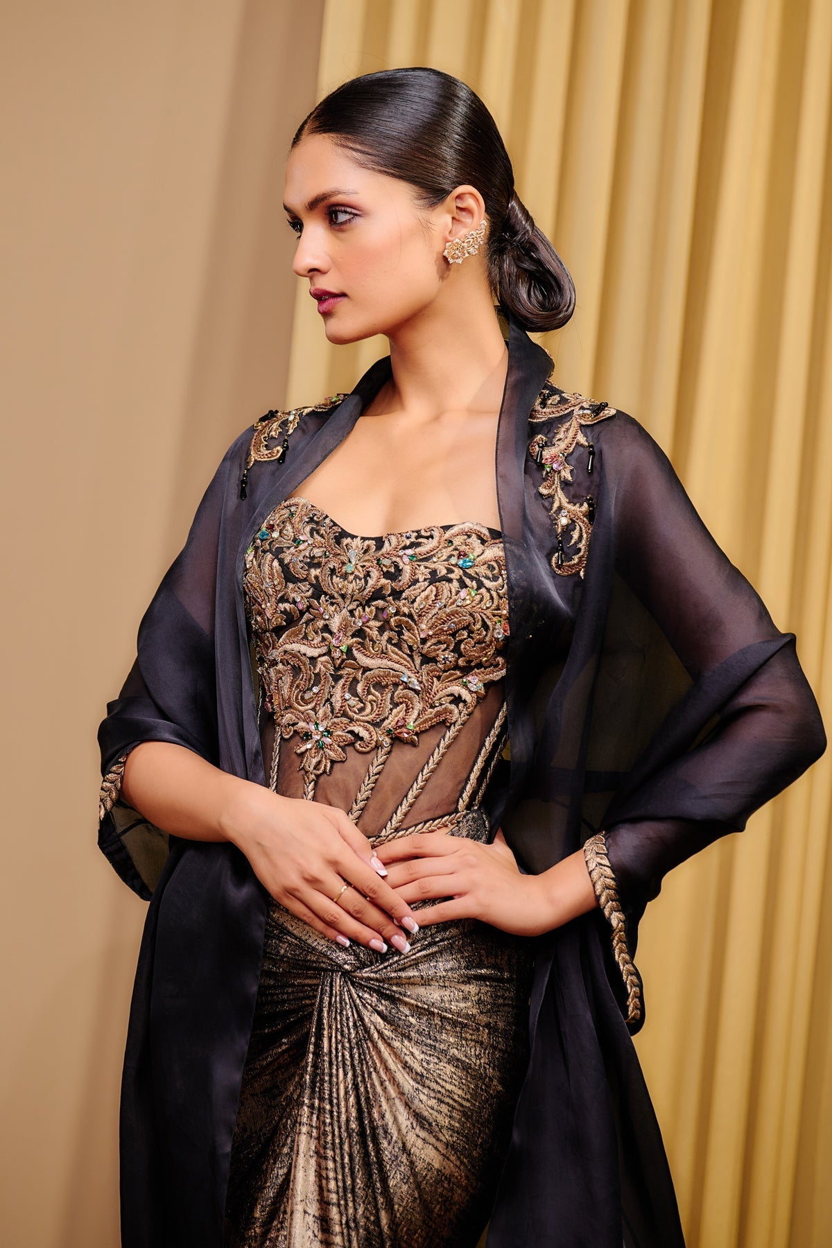 Corset, Drape And Cape Co Ord Set