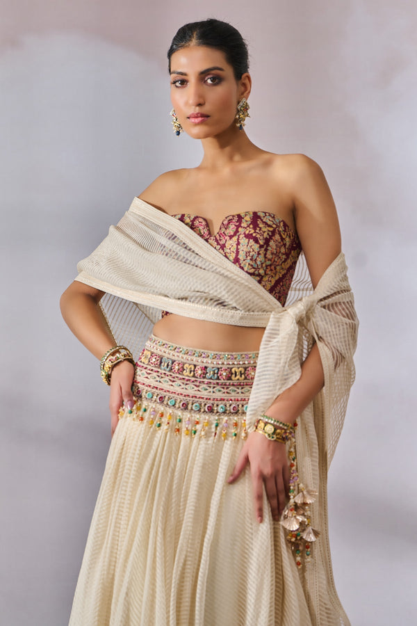 Bustier-Scarf-Lehenga