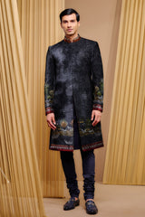 Indo Western Floral Sherwani Set