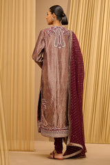 HAND EMBROIDERED BROCADE KURTA WITH DUPATTA & CHURIDAR