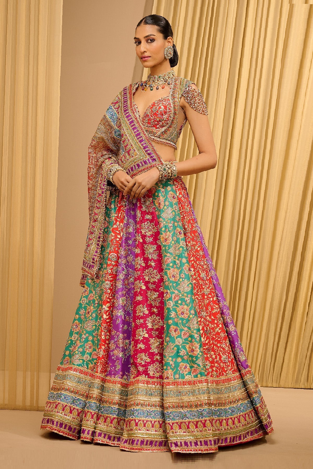 Kalidar Kashida Lehenga
