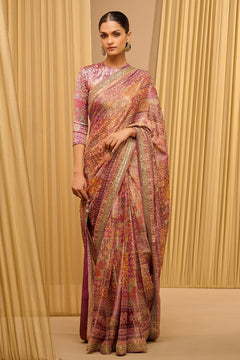 Printed Foil Jersey Saree