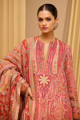 HAND EMBROIDERED KASHIDA PAISLEY KURTA CHURIDAR SET