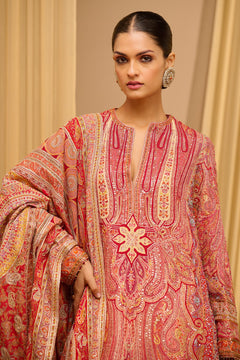 HAND EMBROIDERED KASHIDA PAISLEY KURTA CHURIDAR SET