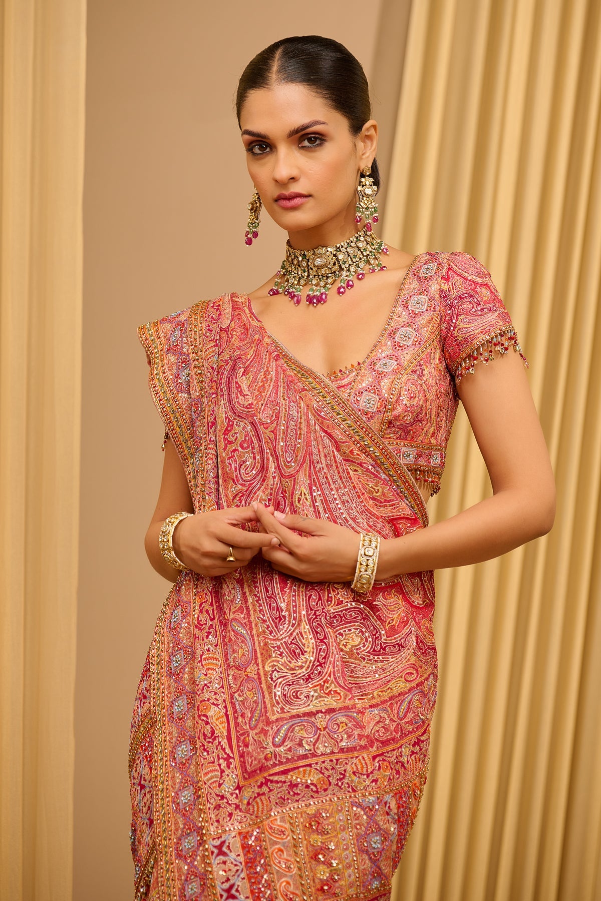 Signature Hand Embroidered Kashida Paisley Saree