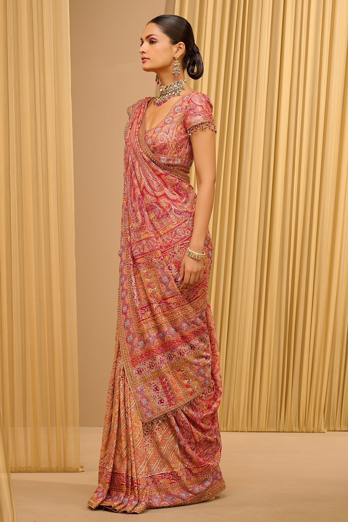 Signature Hand Embroidered Kashida Paisley Saree