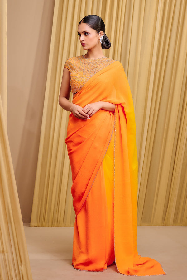 Signature chiffon saree and crystallized blouse