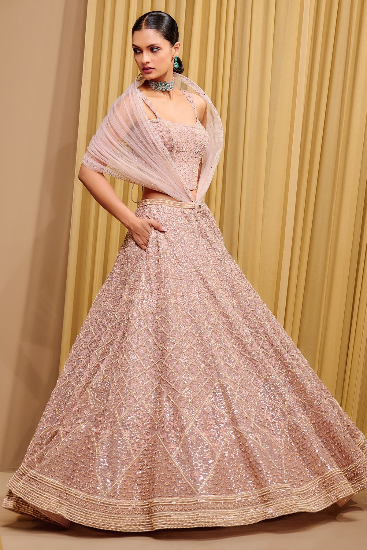 Sequin Structured Lehenga - Corset And Lehenga