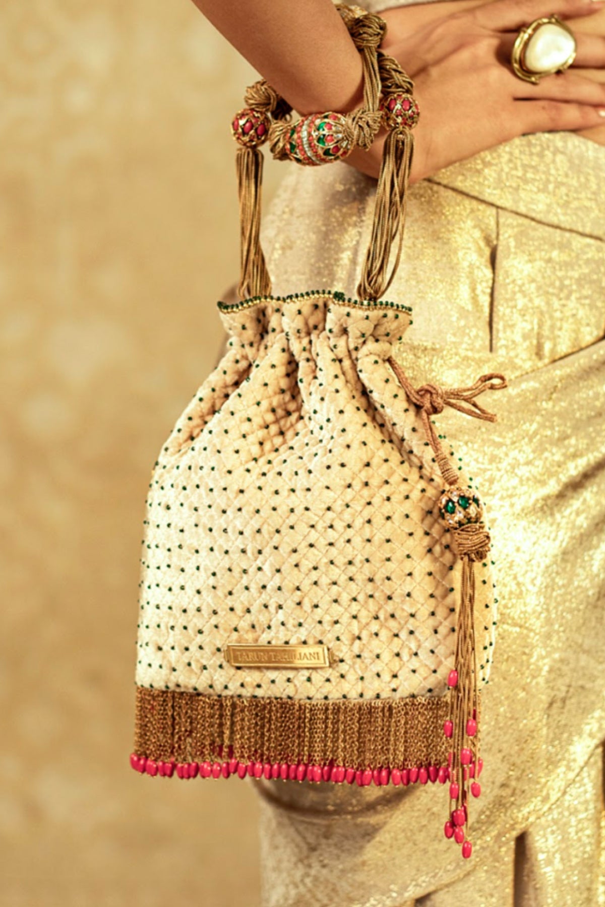 Fringed Potli With Beaded Handle