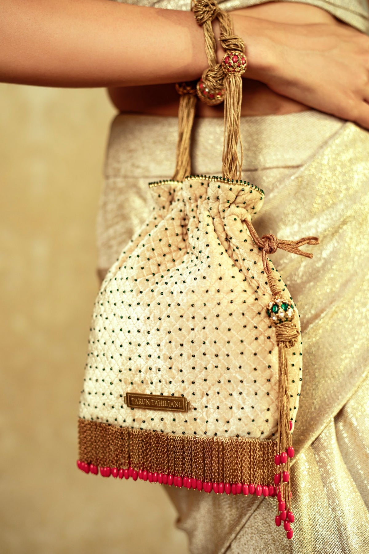 Fringed Potli With Beaded Handle