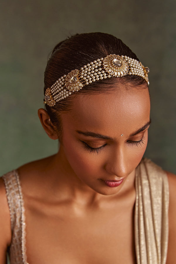 Pearl Jadau Hair Band