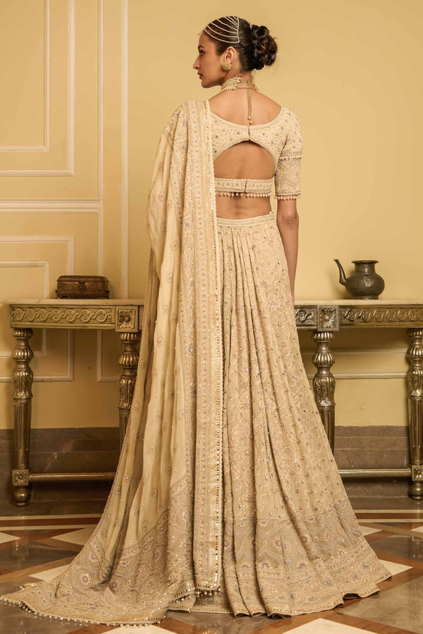 Chikankari lehenga, blouse, and dupatta