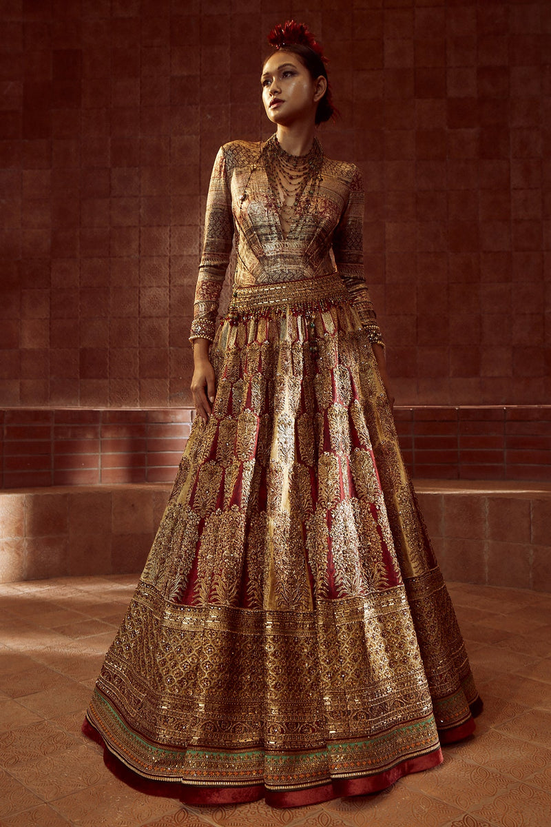 Digitally-Printed Embroidered Lehenga