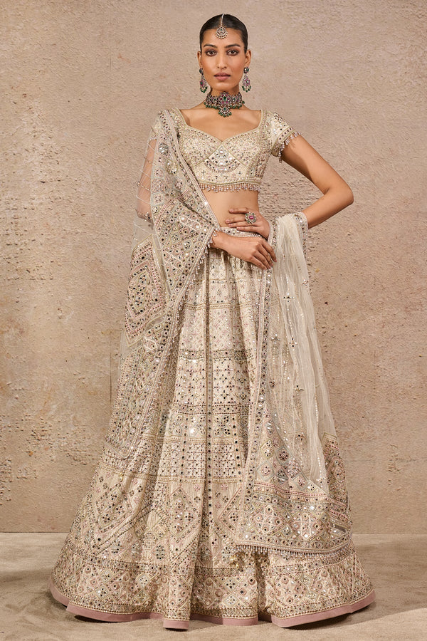 Hand-embroidered Mirror Work Lehenga