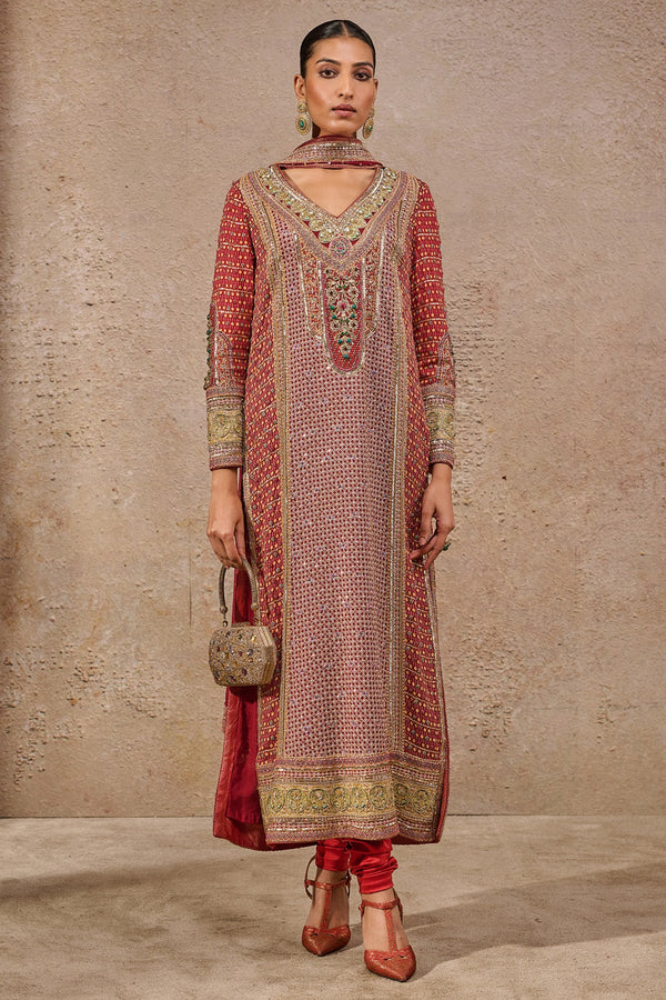 Navratna bejewelled kurta churidar set