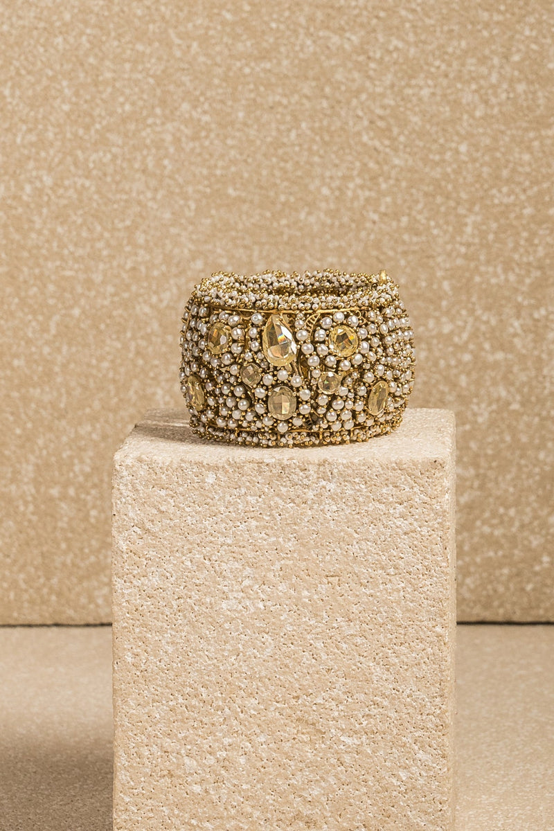 Pearl and crystal Cuff