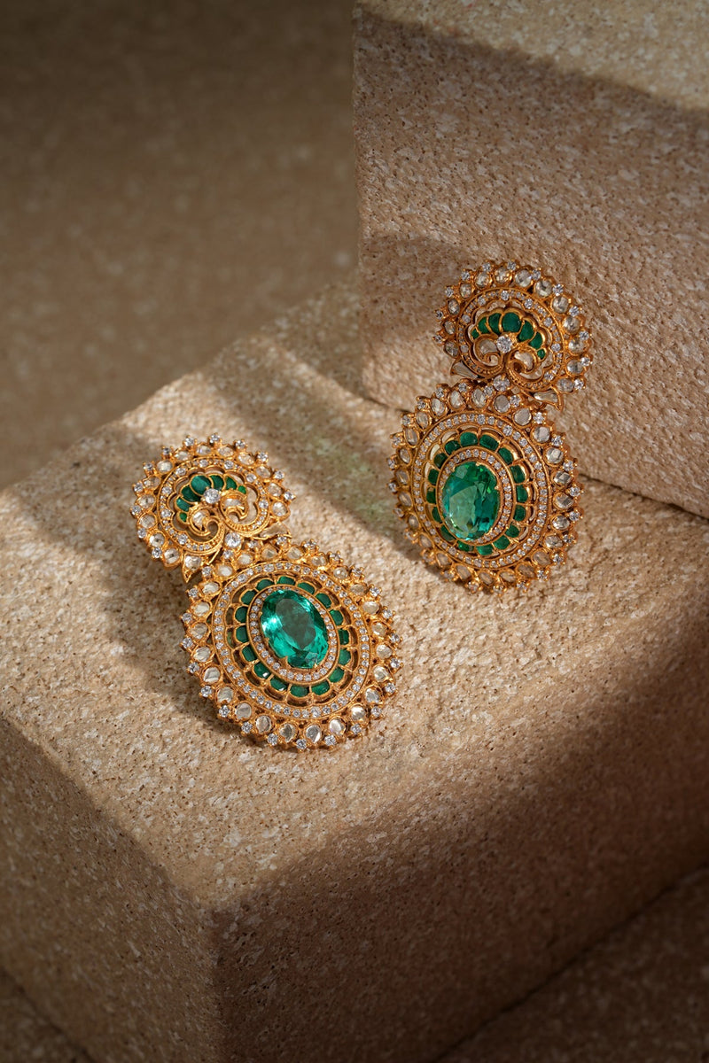 Lotus Emerald Earring