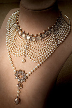 Multi Layered Pearl Lotus Necklace