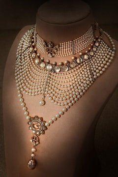 Multi Layered Pearl Lotus Necklace