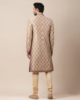 Printed Sherwani With All Over French Knot Work