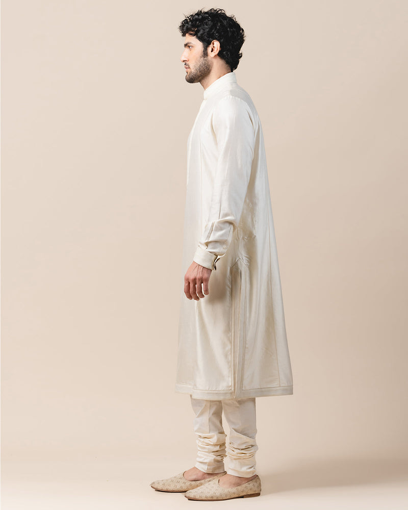 Silk Kurta With Textured Border