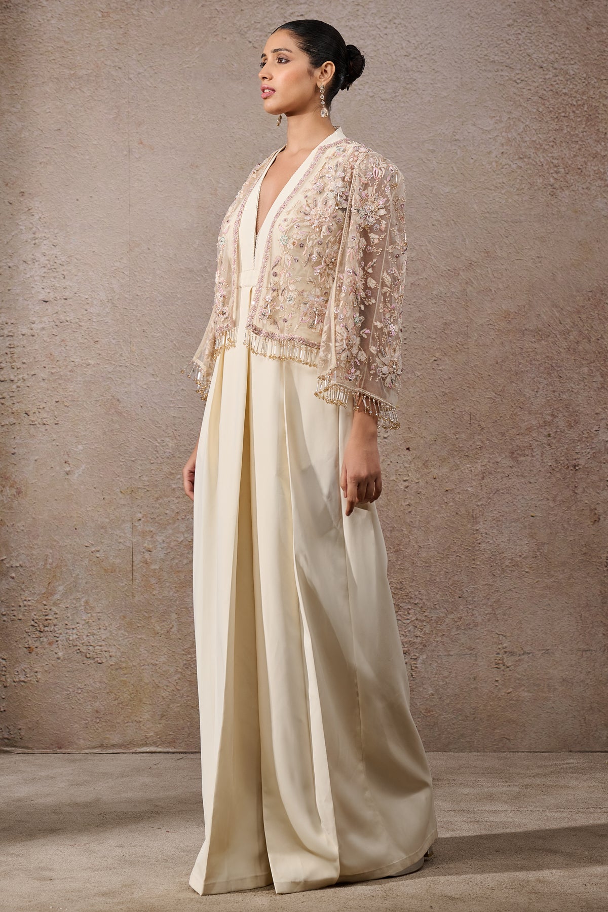 Hand Embroidered Floral Cape