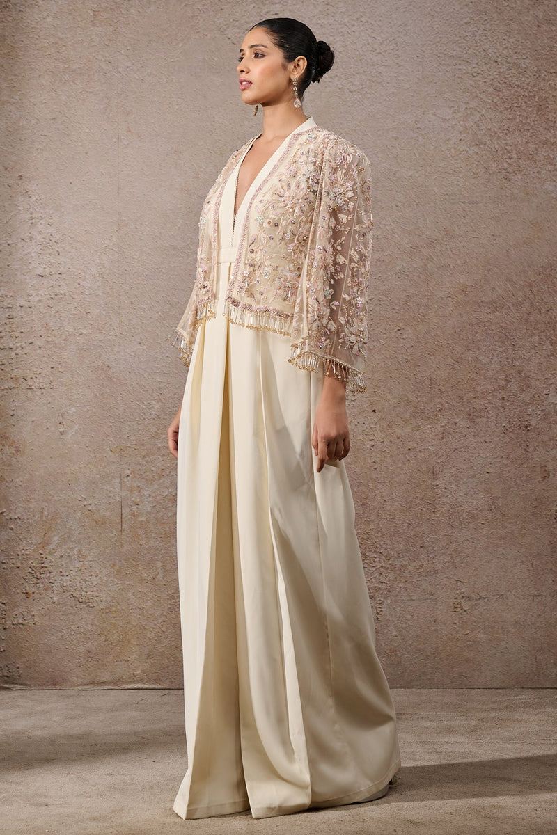 Hand-Embroidered Floral Cape