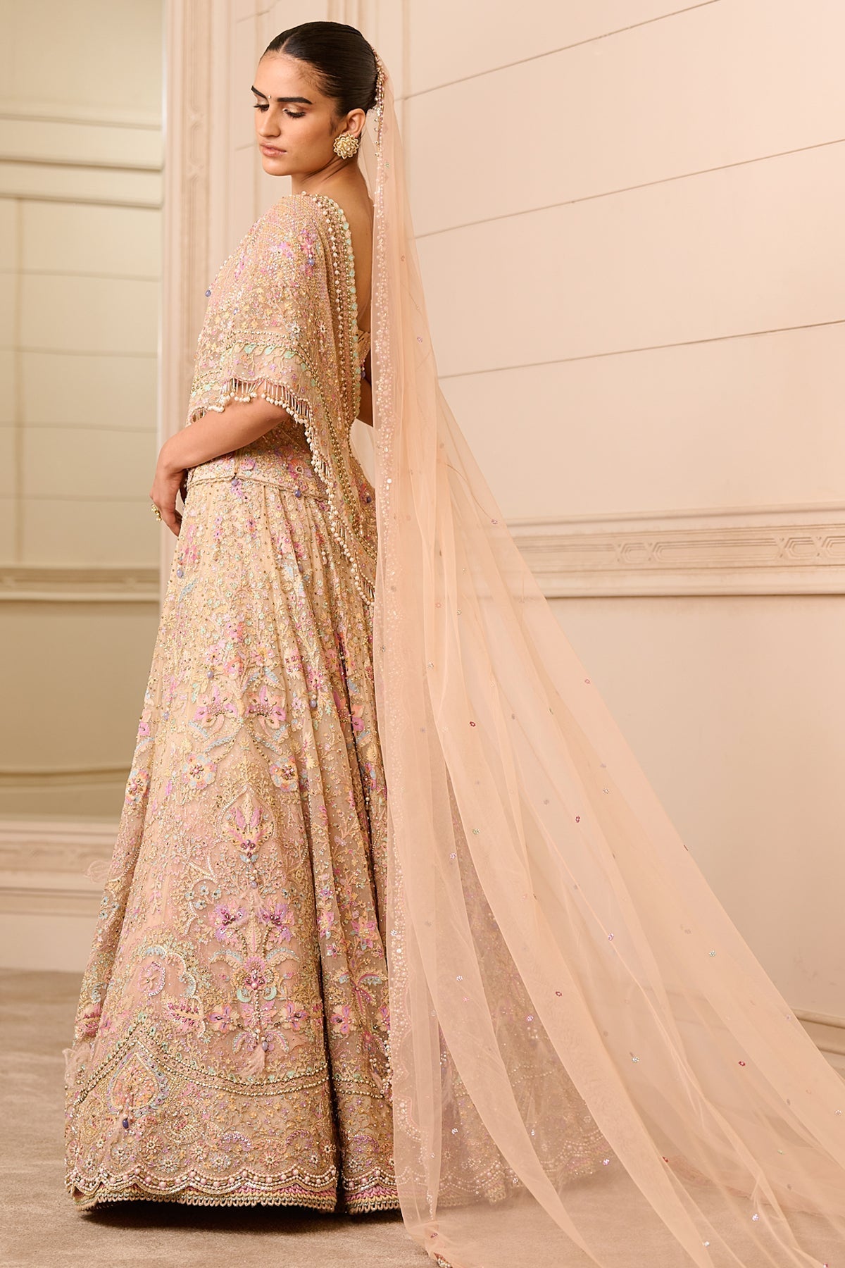Lehenga, Corset, And Cape - Only Lehenga