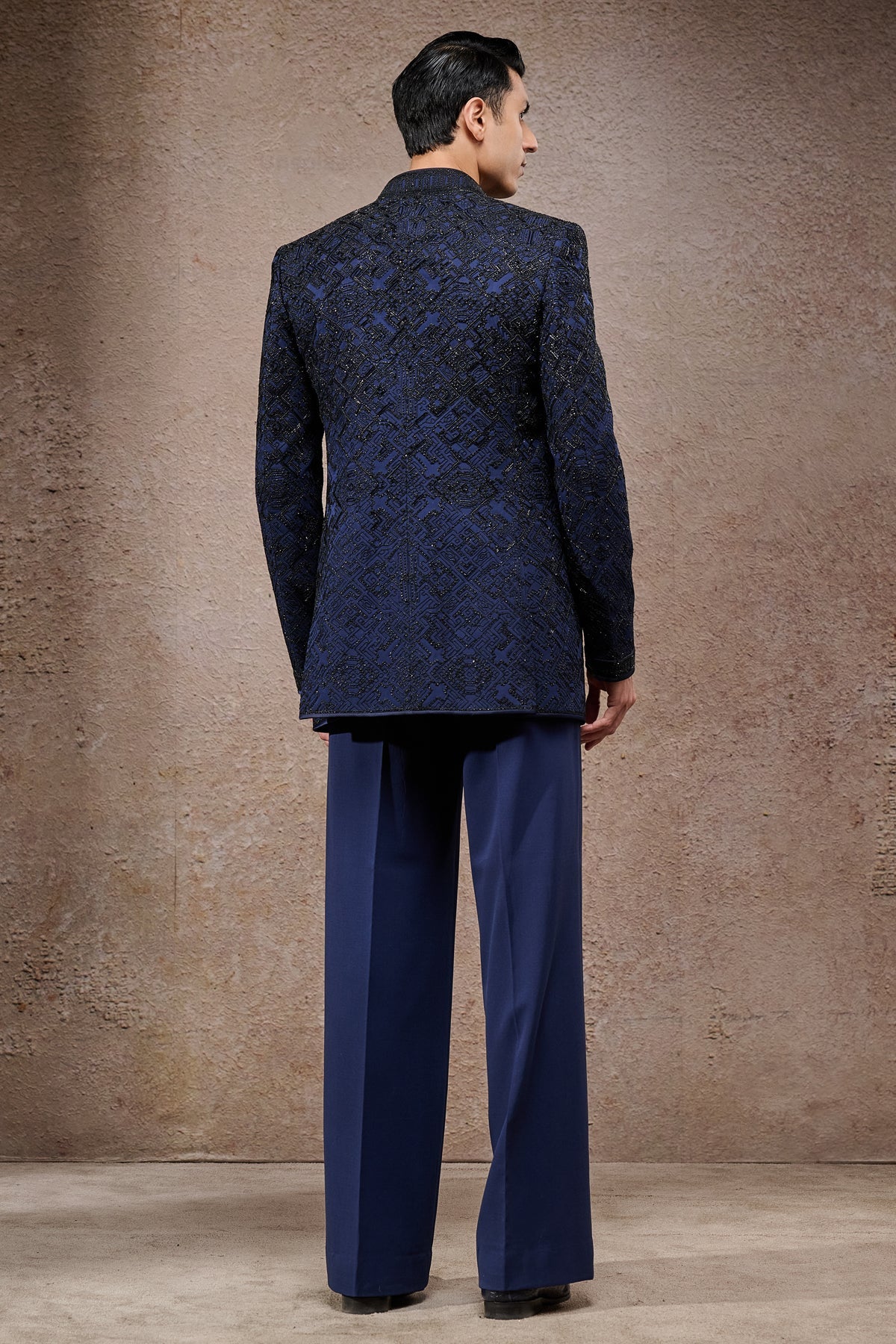 Abstract Embroidered Tonal Bandhgala Set