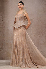 Crystal & Sequin Embroidered Lehenga Saree