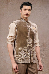 Hand- Embroidered Velvet Waistcoat