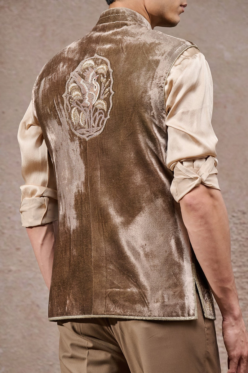 Hand- Embroidered Velvet Waistcoat