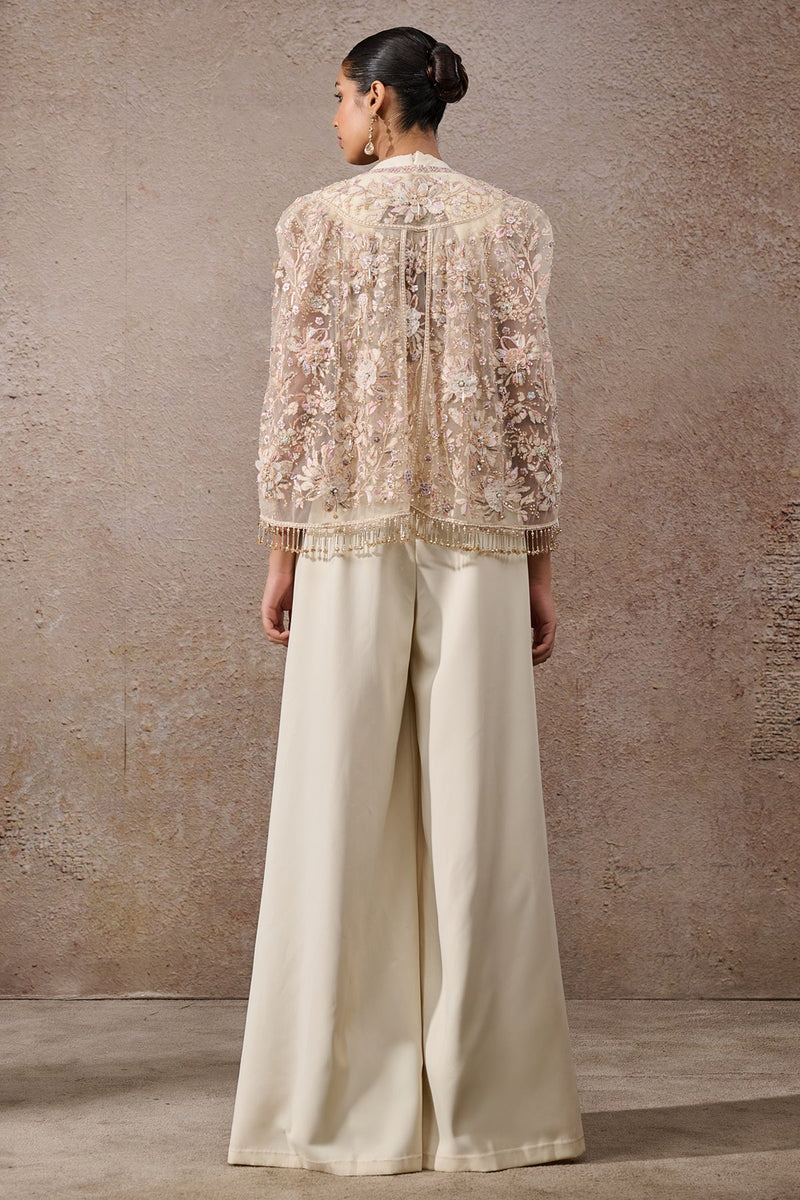 Hand-Embroidered Floral Cape