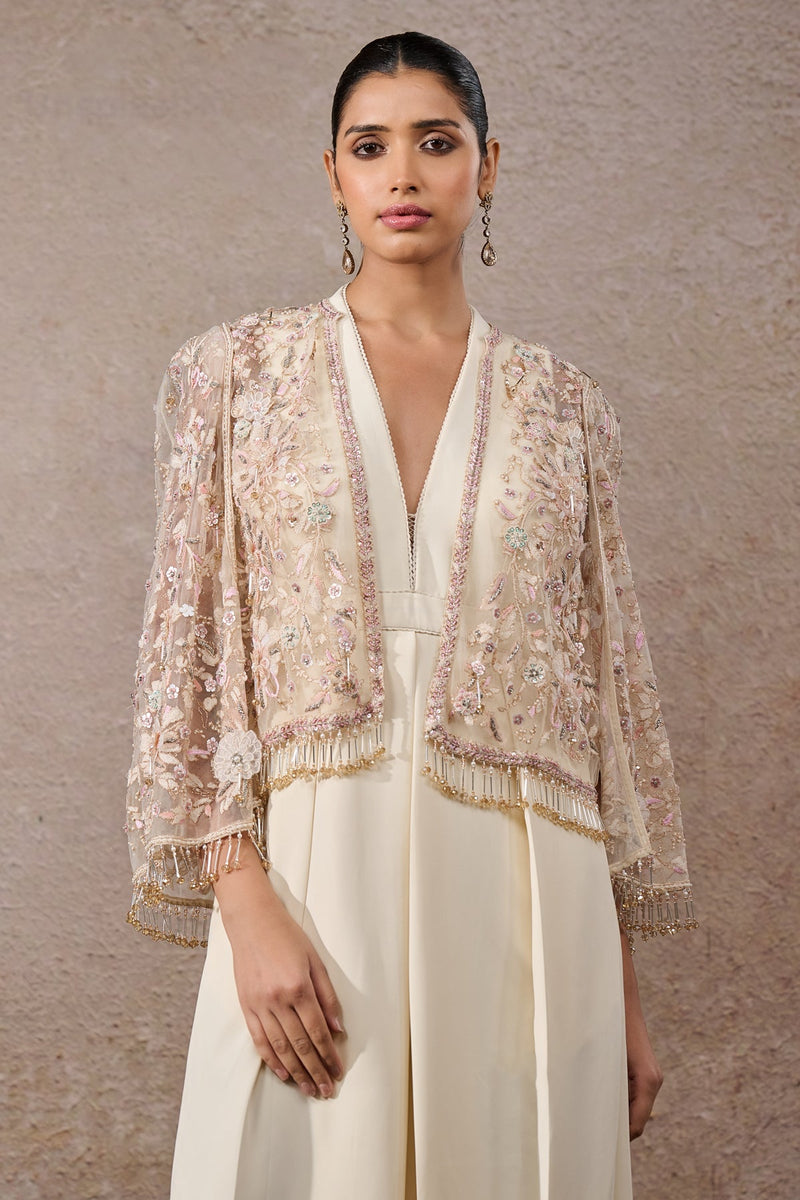 Hand-Embroidered Floral Cape