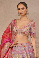 Hand-embroidered Mirror Work Lehenga