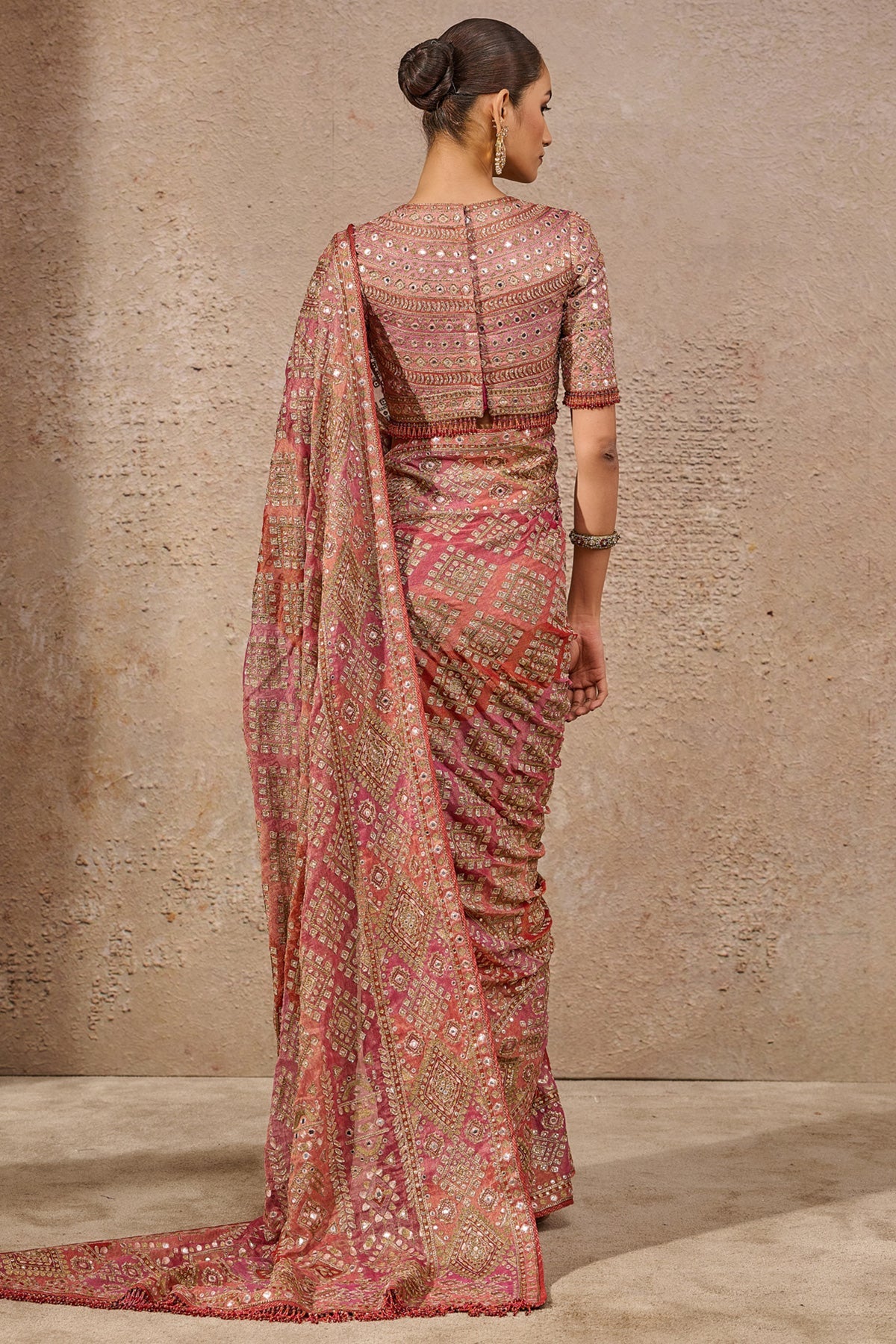 Timeless Kashida Mirror Work Saree - Only Saree