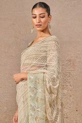 Hand-Embroidered Resham & Sequin Saree